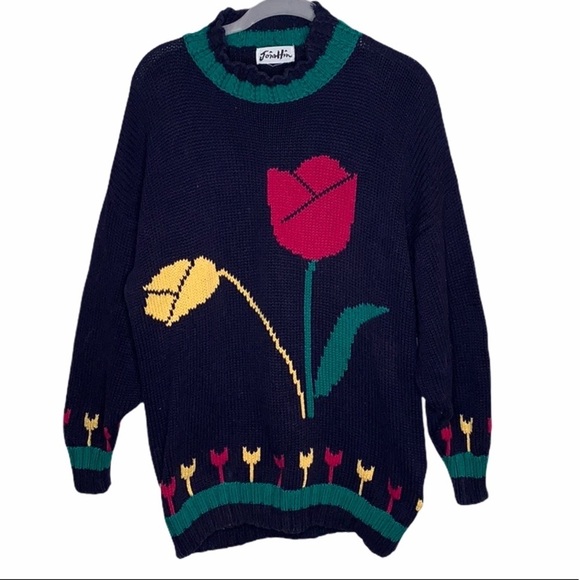 Vintage Tulip Turtle Neck Knit Sweater - Picture 1 of 10